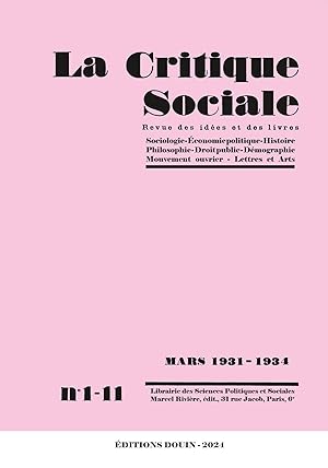 Seller image for Intgrale : La critique sociale (1931-1934) for sale by Librairie Douin