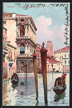 Bild des Verkufers fr Lithographie Venezia, Palazzo Rezzonico zum Verkauf von Bartko-Reher
