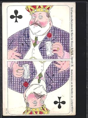 Postcard König Edward VII. von England als Kreuz-König im Kartenspiel