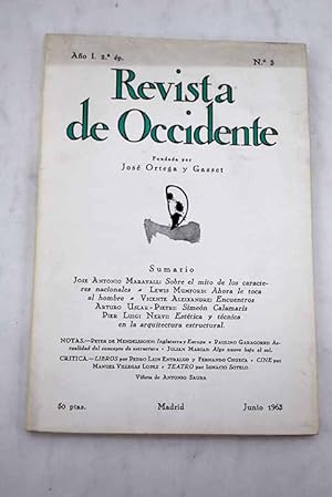 Imagen del vendedor de Revista de Occidente, Ao 1963, n 3:: Sobre el mito de los caracteres nacionales; Ahora le toca al hombre; Los encuentros: Rubn Daro en un pueblo castellano; Simen Calamaris; Esttica y tcnica en la arquitectura estructural a la venta por Alcan Libros