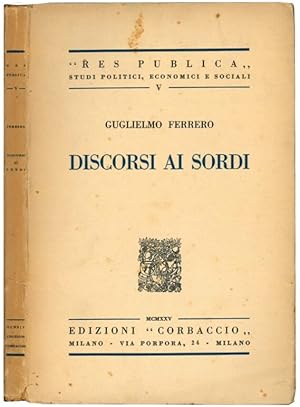 Immagine del venditore per Discorsi ai sordi. venduto da Libreria Alberto Govi di F. Govi Sas