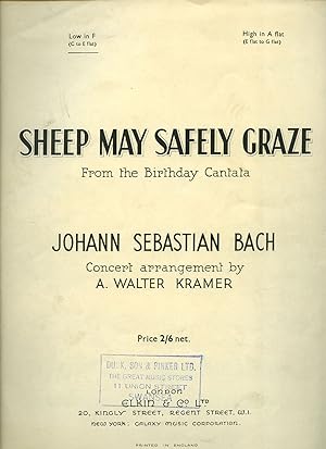 Seller image for Sheep May Safely Graze | From the Birthday Cantata [Vintage Piano Solo Sheet Music] for sale by Little Stour Books PBFA Member