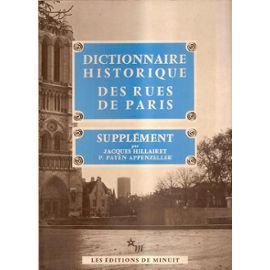 Bild des Verkufers fr Supplement. Dictionnaire historique des rues de Paris. dition de Minuit. zum Verkauf von Ammareal