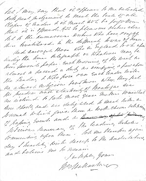 Bild des Verkufers fr [Mr. Serjeant Ballantine [William Ballantine, Serjeant-at-Law], lawyer and author.] Substantial Autograph Letter Signed, praising 'a new family paper called "The English Resident"', with regard to 'English sojourners' in Boulogne-sur-Mer. zum Verkauf von Richard M. Ford Ltd