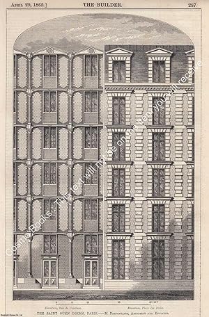 Seller image for 1865 : The Saint Ouen Docks, Paris. M. Prefontaine, Architect and Engineer. An original page from The Builder. An Illustrated Weekly Magazine, for the Architect, Engineer, Archaeologist, Constructor, & Art-Lover. for sale by Cosmo Books