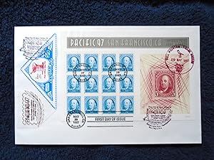 CACHET FIRST DAY LARGE COVER; PACIFIC 97 WITH 12 50¢ BENJAMIN FRANKLIN STAMPS AND DOC'S LOCAL POS...