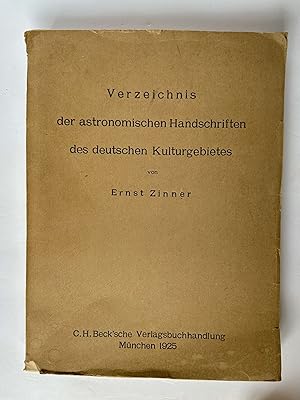 VERZEICHNIS DER ASTRONOMISCHEN HANDSCHRIFTEN DES DEUTSCHEN KULTURGEBIETES