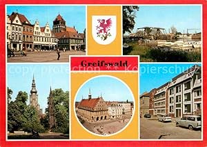 Seller image for Postkarte Carte Postale 72628459 Greifswald PdF Wiecker Klappbruecke Dom und Rubenowdenkmal Rathaus Knop for sale by Versandhandel Boeger