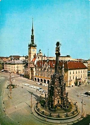 Postkarte Carte Postale 72662283 Olomouc Friedensplatz mit Rathaus Dreifaltigkeitssaeule Olomouc