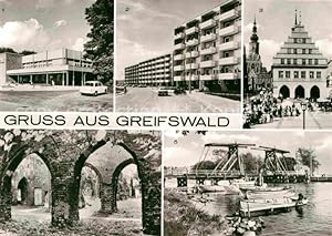 Postkarte Carte Postale 72633847 Greifswald HO Gaststaette Boddenhus Dubnaring Rathaus Klosterrui...