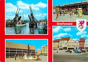 Postkarte Carte Postale 72652023 Greifswald Wiecker Bruecke Kaufhalle Plastik Brunnen Platz der F...