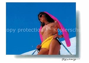 Bild des Verkufers fr Postkarte Carte Postale 72671260 Erotik Frau Ski Bademode Schoene Kuenste zum Verkauf von Versandhandel Boeger