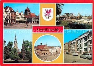 Postkarte Carte Postale 72767201 Greifswald PdF Wiecker Bruecke Dom Rubenowdenkmal Rathaus Knopfs...