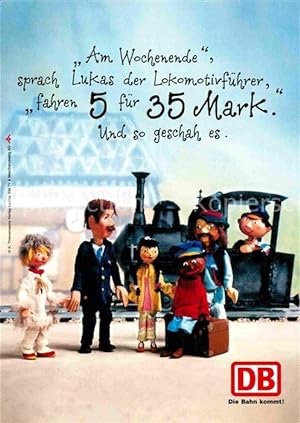 Bild des Verkufers fr Postkarte Carte Postale 72785766 Werbung Reklame Deutsche Bahn Jim-Knopf Lukas der Lokomotivfuehrer Werb zum Verkauf von Versandhandel Boeger