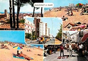 Postkarte Carte Postale 72827157 Malgrat de Mar Teilansichten Strand Touristenzug Ladengeschaefte...
