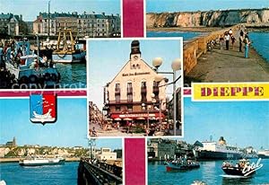 Postkarte Carte Postale 12785003 Dieppe Seine-Maritime Le port Promenade Place du Puits Sale Cafe...