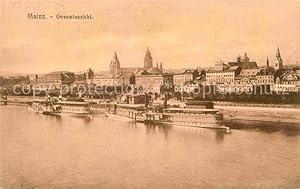 Bild des Verkufers fr Postkarte Carte Postale 42778228 Mainz Rhein Gesamtansicht Blick ueber den Rhein Dampfer Mainz Rhein zum Verkauf von Versandhandel Boeger