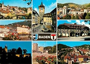 Postkarte Carte Postale 12899396 Baden AG Kirche Brunnen Teilansicht Hotel Burg Baden