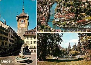 Postkarte Carte Postale 12904652 Baden AG Brunnen Turm Park Fliegeraufnahme Baden