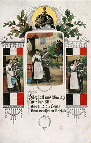 Postkarte Carte Postale 72997301 Schwarz Weiss Rot Pickelhaube Feldpost