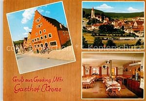 Postkarte Carte Postale 33002607 Greding Gasthof Krone Gastraum Ortsansicht Greding