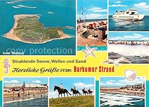 Bild des Verkufers fr Postkarte Carte Postale 72885025 Borkum Nordseebad Fliegeraufnahme Insel Strand Faehre Reiten Borkum zum Verkauf von Versandhandel Boeger