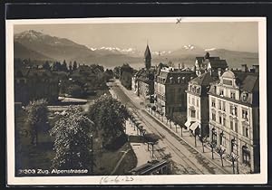 Ansichtskarte Zug, Alpenstrasse, Strassenbahn