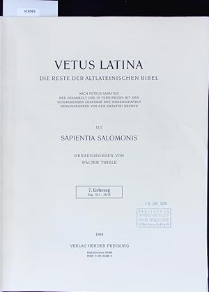 Imagen del vendedor de Sapientia Salomonis. Vetus Latina. Die Reste der altlateinischen Bibel. a la venta por Antiquariat Bookfarm