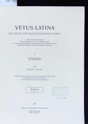 Seller image for Esaias. Vetus Latina. Die Reste der altlateinischen Bibel. for sale by Antiquariat Bookfarm