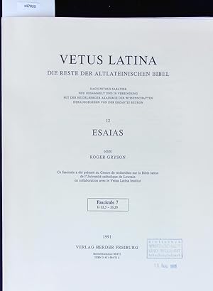 Imagen del vendedor de Esaias. Vetus Latina. Die Reste der altlateinischen Bibel. a la venta por Antiquariat Bookfarm