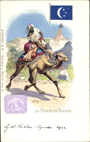 Briefmarken Litho Die Post in Ägypten, Postreiter, Kamel