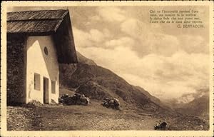 Ansichtskarte / Postkarte Italien, Berghütte, Gedicht von C. Bertacchi