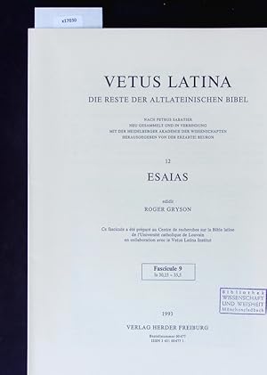 Seller image for Esaias. Vetus Latina. Die Reste der altlateinischen Bibel. for sale by Antiquariat Bookfarm