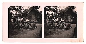 Stereo-Fotografie unbekannter Fotograf und Ort, Weltausstellung St. Louis 1904, Philippinos vor e...