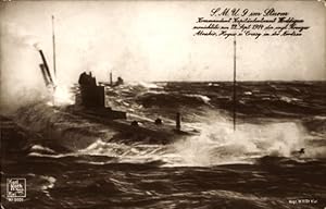 Ansichtskarte / Postkarte Deutsches U Boot, Unterseeboot, SM U 9, Fahrt im Sturm, Kommandant Wedd...