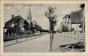 Ansichtskarte / Postkarte Sorau Niederlausitz Ostbrandenburg, Heinsiusstraße, katholische Kirche