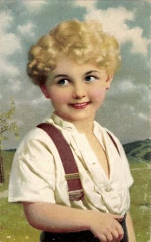 Künstler Ansichtskarte / Postkarte Portrait eines Jungen, Blondes Haar, Lächelnd