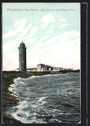 Ansichtskarte Cuxhaven, Leuchtturm und Seepavillon