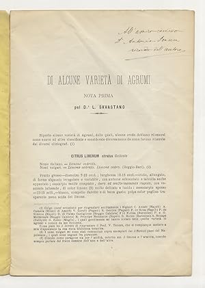 Imagen del vendedor de Di alcune variet di agrumi. Nota prima pel d.r L. Savastano. a la venta por Libreria Oreste Gozzini snc