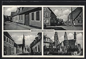Ansichtskarte Brühl /Baden, Kirche, Denkmal, Strassenpartie