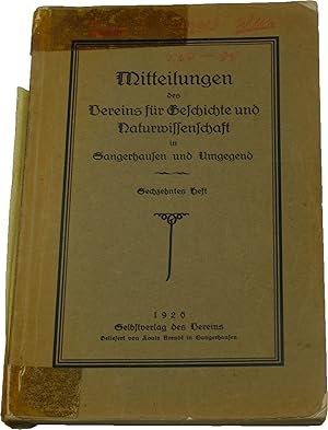 Mitteilungen des Vereins für Geschichte und Naturwissenschaft in Sangerhausen und Umgegend (16. H...