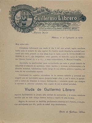 LA TRIUNFADORA VIUDA DE GUILLERMO LIBRERO ALMACEN IMPORTADOR DE ACEITE Y ACEITUNA'S SEVILLANAS