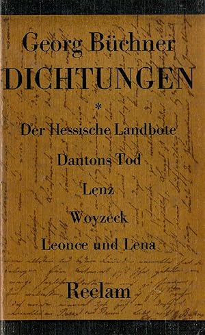 Seller image for Dichtungen ; Enthlt - Der Hessische Landbote - Dantons Tod - Lenz - Woyzeck - Leonce und Lena - Reclams Universal-Bibliothek - Band 20 - 9. Auflage 1990 for sale by Walter Gottfried