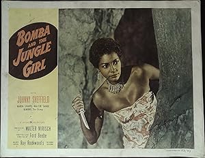 Immagine del venditore per Bomba and the Jungle Girl Lobby Card 1953 Suzette Harbin with knife! venduto da AcornBooksNH