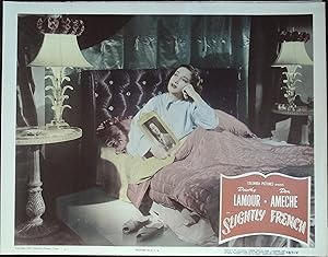 Image du vendeur pour Slightly French Lobby Card #8 1948 Dorothy Lamour holding photo of Don Ameche! mis en vente par AcornBooksNH