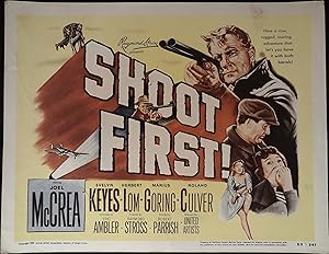 Seller image for Shoot First! Lobby Title Card 1953 Joel McCrea, Evelyn Keyes, Herbert Lom! for sale by AcornBooksNH