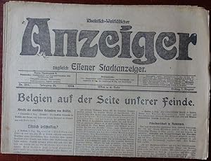 Rheinisch-Westfälischer Anzeiger zugleich Essener Stadtanzeiger. Nr. 216. 7. August 1914. Schlagz...