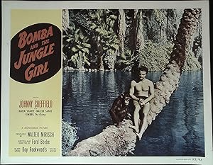 Immagine del venditore per Bomba and the Jungle Girl Lobby Card 1953 Johnny Sheffield & Kimbbo the Chimp! venduto da AcornBooksNH