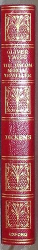 Imagen del vendedor de The Adventures of Oliver Twist With Twenty-Four (24) Illustrations & The Uncommercial Traveller With Four (4) Illustrations - 1930s Red Textured Leather with Fancy Gold Design & Lettering on Backstrip - Part of The Works of Charles Dickens Complete Edition in Twenty Volumes With Illustrations by Cruikshank, 'Phiz,' etc, a la venta por RG Vintage Books