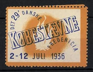 Seller image for Reklamemarke Fredericia, 29. Danske Kobestaevne 1936, Lagerfeuer for sale by Bartko-Reher